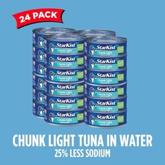 25% Less Sodium Chunk Light Tuna in Water – 5 oz Can Pack of 24