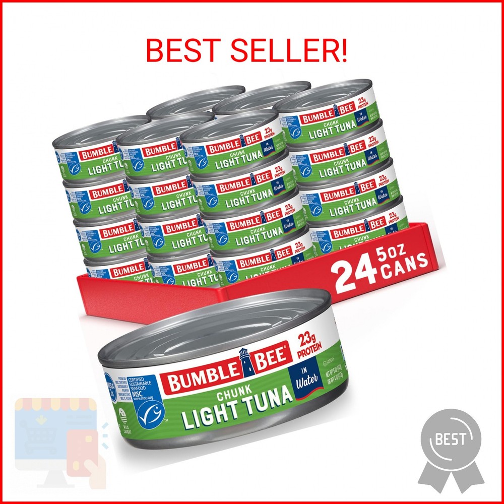 Bumble Bee Chunk Light Tuna In Water, 5 oz Cans (Pack of 24) – Wild Caught Skipj
