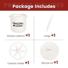 Ceramic Bacon Cooker for Microwave Oven – Splatter-Proof Design Microwave Bac…