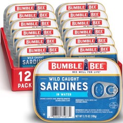 Wild Caught Sardines in Water, 3.75 oz Tin (12 Pack) – Gluten Free, Keto, Kosher
