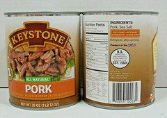 (8 Cans – 4 of each) Keystone Pork & Chicken ALL NATURAL – NO PRESERVATIVES 28oz