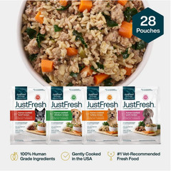 JustFoodforDogs JustFresh Home-Cooked Variety Pack Beef Chicken Pork Turkey 28Pk