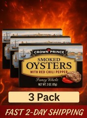 3 Pack Smoked Oysters with Red Chili Pepper 3oz Cans Wild Caught Seafood