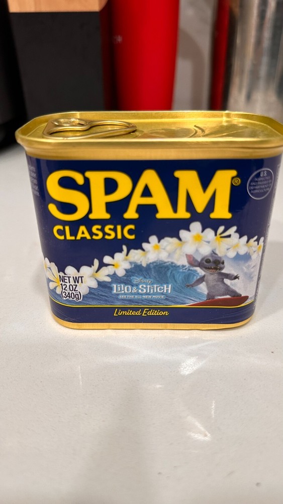 LILO and STITCH SPAM Limited Edition Surfer Stitch (1) Can W/SPAM SAIMIN Recipe