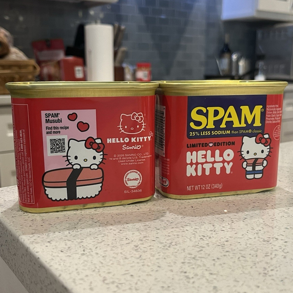 SPAM Hello Kitty Limited Edition 25% Less Sodium Pork Meat, 2-Pack 12 oz