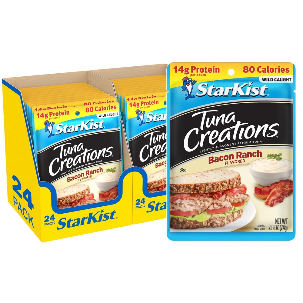 StarKist Tuna Creations Bacon Ranch Pouch 2.6 oz 24 Pack Wild Caught, 14g Pr…