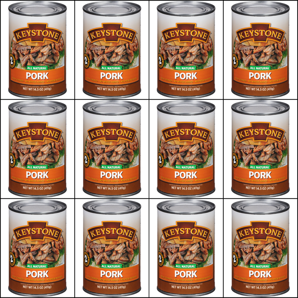 12 Keystone Meats🇺🇸USA Made Canned Pork 14.5oz Exp 2029 Camping Survival Food