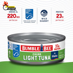 Chunk Light Tuna in Water, 5 Oz Cans (Pack of 24) – Wild Caught – 22G Protein pe