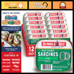 Wild Caught Sardines in Oil 3.75 oz Tin (12 Pack) – Gluten Free, Keto, Kosher