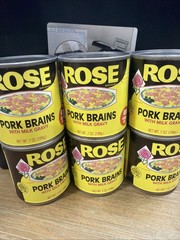 6 Cans Rose Pork Brains with Milk Gravy 7 Oz Can Pig Breakfast Eggs 12/26