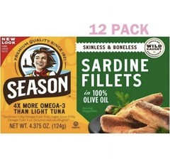 Season Skinless & Boneless Sardines in Olive Oil, 12-count, Total 52.5 oz