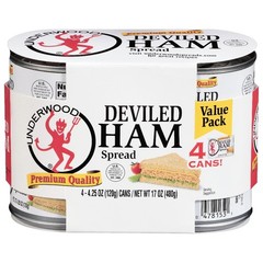 (2 pack) Underwood Deviled Ham Spread, 4.25 oz, 4 Count Cans
