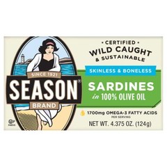 Season Skinless & Boneless Sardines in Olive Oil, 6-count