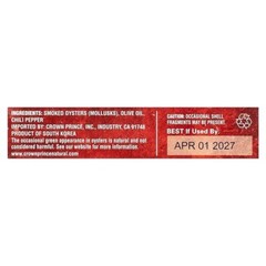 2 PACK-Crown Prince Smoked Oysters With Red Chili Pepper 3 Oz