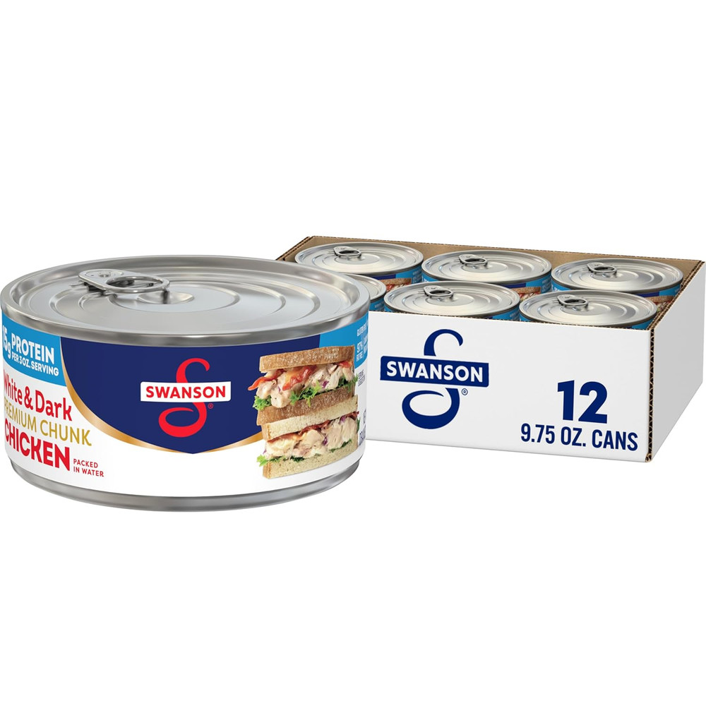 Swanson White and Dark Premium Chunk Canned Chicken Breast in Water, 9.75 OZ Can