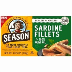 Season Skinless & Boneless Sardines in Olive Oil, 12-count, Total 52.5 oz