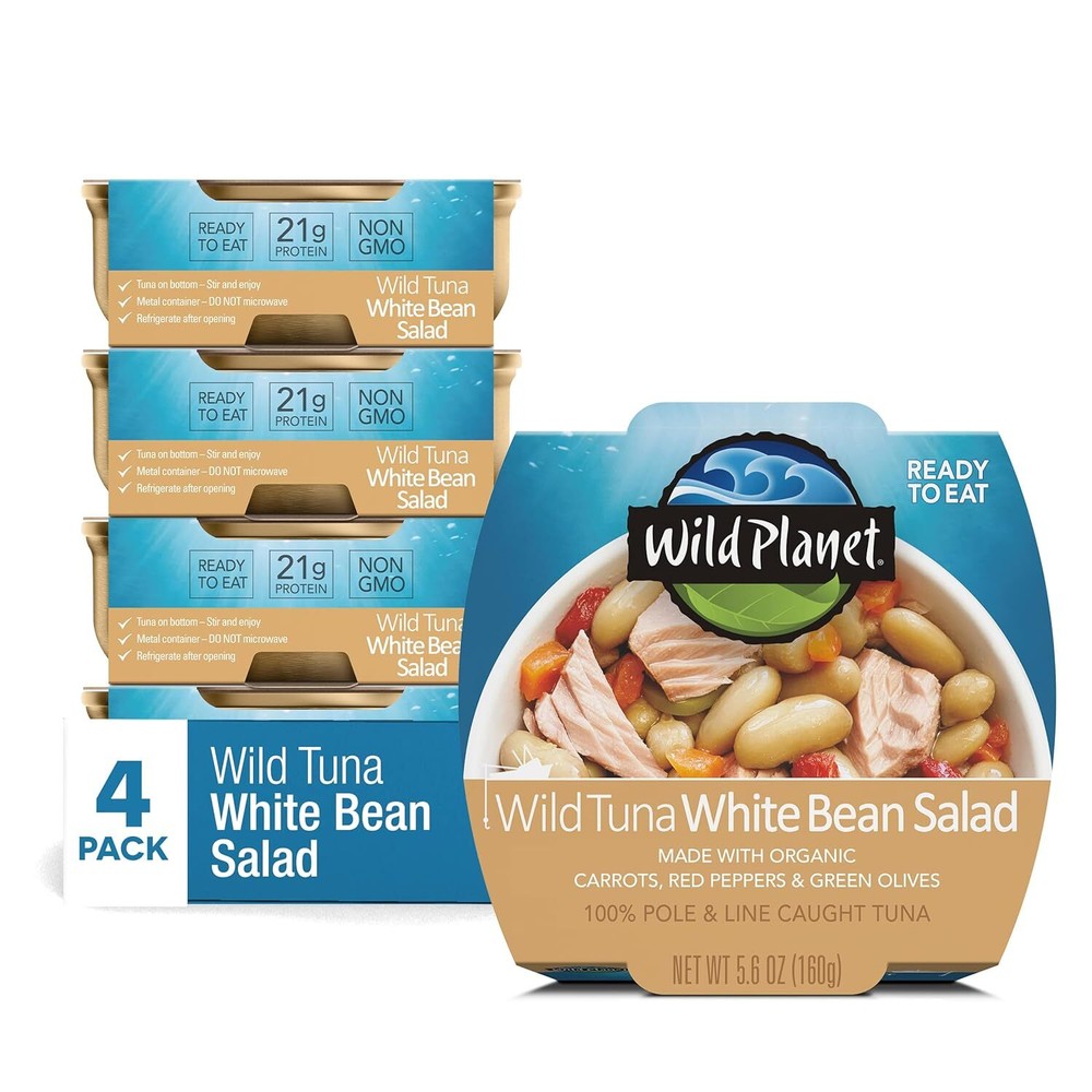 Ready-To-Eat Wild Tuna White Bean Salad With Organic Chickpeas, Carrots, Red …