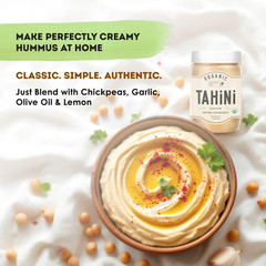 Organic Tahini Paste 16 oz (1lb) – Unhulled White Sesame Tahini Dressing – USDA