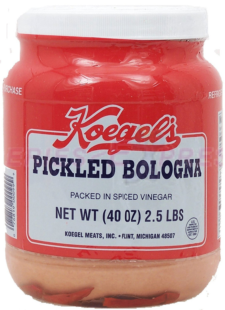 Koegels Pickled Bologna Packed in Spiced Vinegar, 40-Oz Plastic Jar, Refrigerate