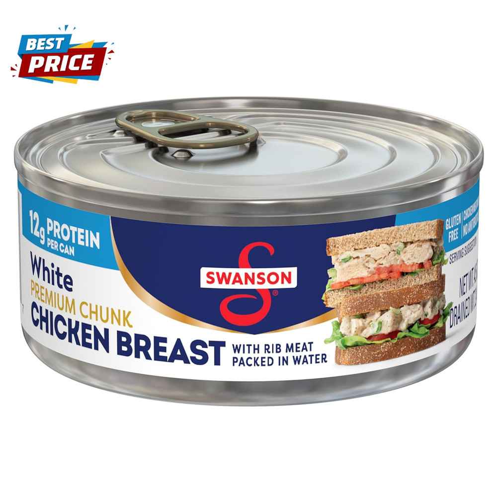 Swanson White Premium Chunk Canned Chicken Breast in Water, Fully Cooked Chicken