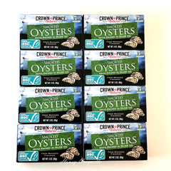 8 Pack Crown Prince Natural Smoked Oysters in Pure Olive Oil 3 oz EXP 2030