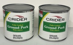 Lot of (2) Crider Fully Cooked Ground Pork / Canned 24oz 1LB / Exp. 05/30/2027!