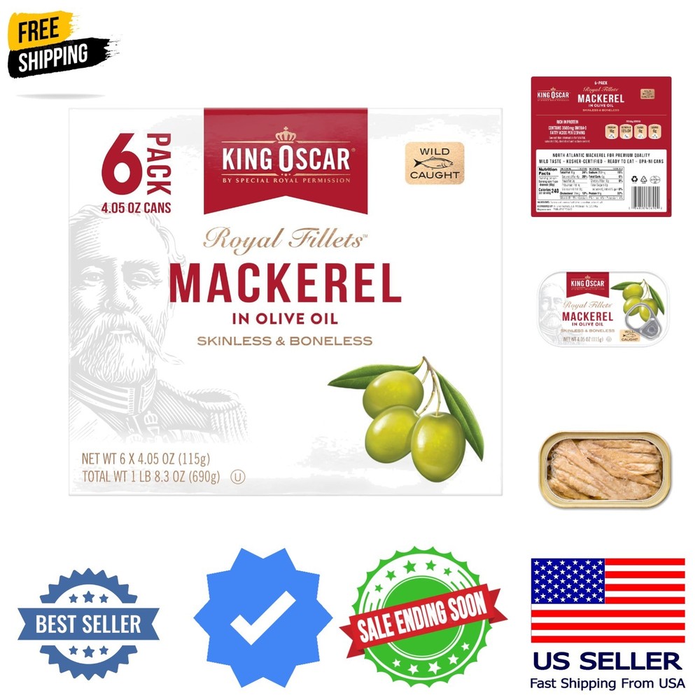 Mackerel in Olive Oil, 4.05 Ounce Can Pack of 6, Packaging May Vary, Skinless…