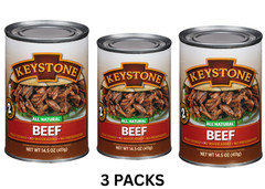 Keystone Meats All Natural Beef 3 Cans | Fully Cooked 14.5 oz Canned Meat Bulk