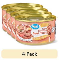 4 pack Fajita Seasoned Beef Strips in Sauce for Salads Sandwiches 12 oz Can
