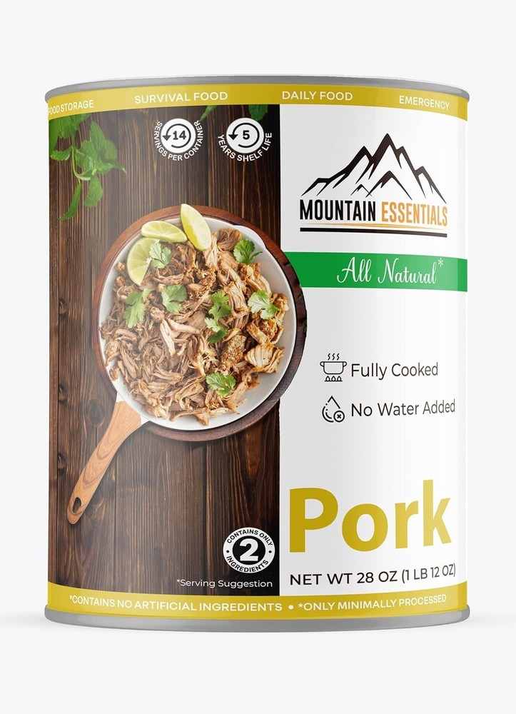MOUNTAIN ESSENTIALS Fully Cooked Ready to Eat Canned Pork 28 Oz | Pack of 1