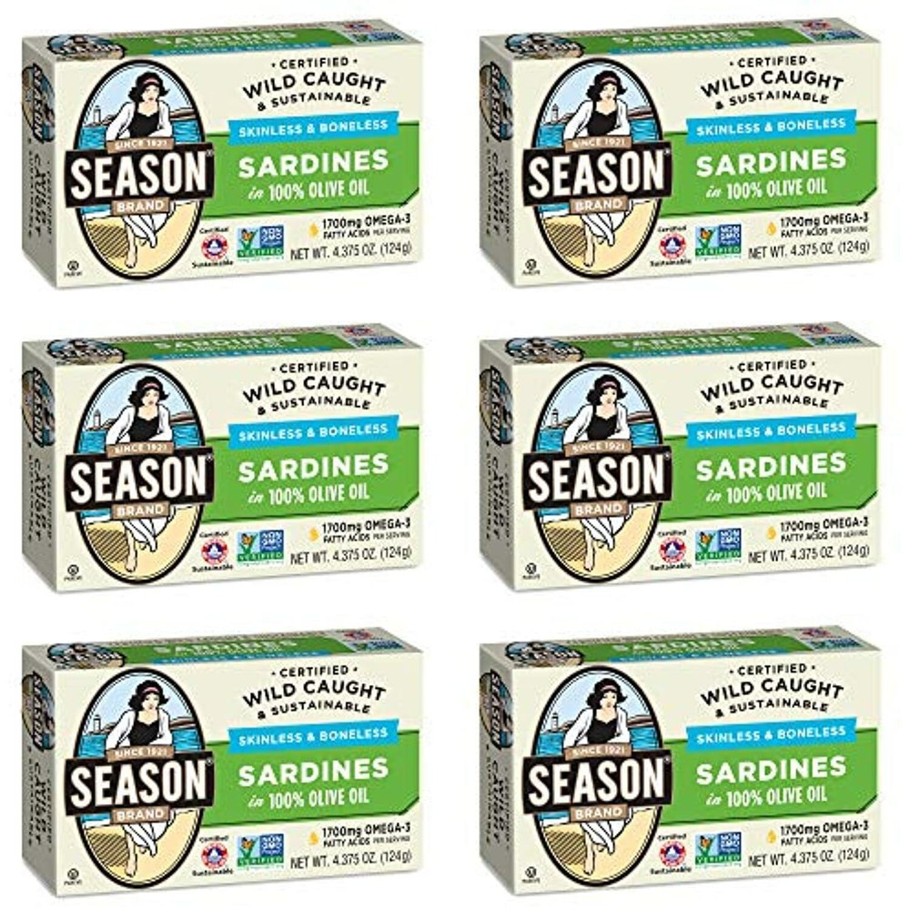 Season Sardines in Olive Oil | Skinless & Boneless, Gluten Free, Keto, Paleo,