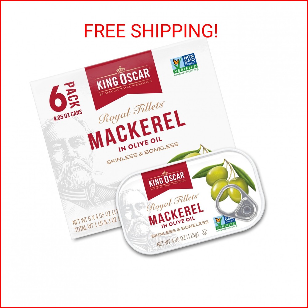 King Oscar Mackerel in Olive Oil, 4.05 Ounce Can (Pack of 6, Packaging May Vary)