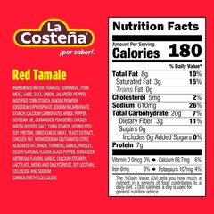 La Costeña Red Tamales – Made with Pork, Red Sauce & Masa Corn Meal – 12 Pack