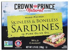Ready-to-Eat Crown Prince Skinless Sardines in Olive Oil – 3.75 oz Gourmet Snack