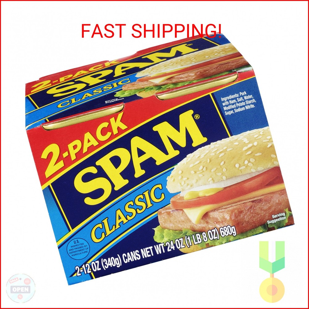 SPAM Classic Canned Meat, 12 Ounce (2 Pack), Fully Cooked Pork & Ham, 7g Protein