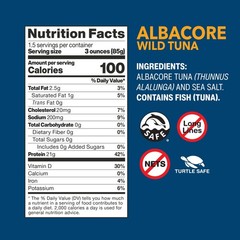 Wild Planet Albacore Wild Tuna, Sea Salt, Canned Tuna, Sustainably WildCaught…