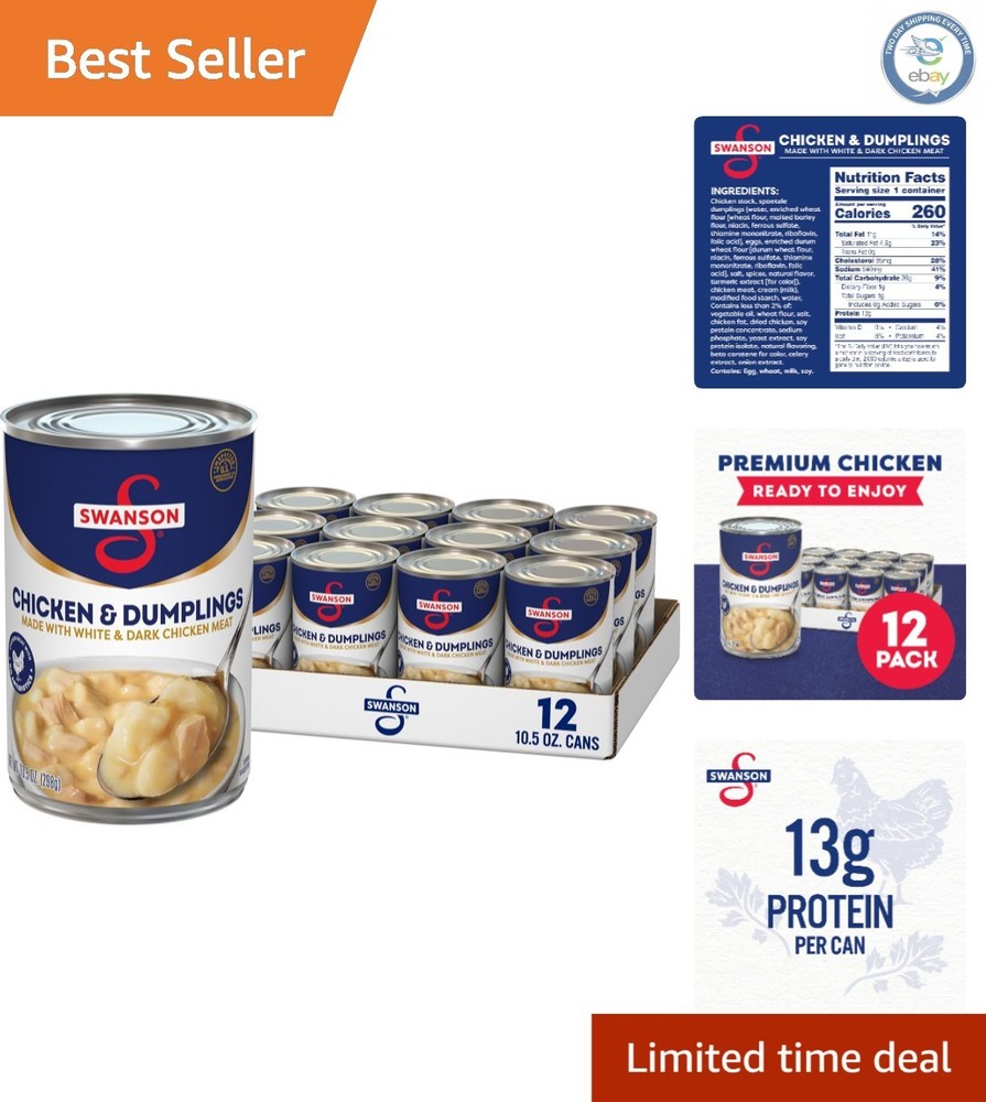 Convenient Swanson Chicken & Dumplings, Pack of 12 x 10.5 oz Comfort Food