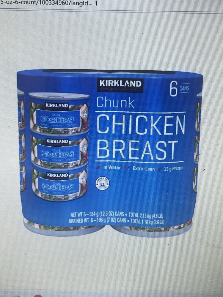 Kirkland Signature, Chicken Breast, 12.5 oz, 6-Count New
