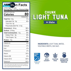 Chunk Light Tuna in Water, 12 Oz Can (Pack of 12) – Wild Caught Skipjack Tuna