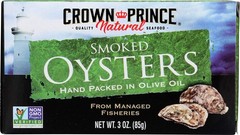 Crown Prince Natural Smoked Oysters in Olive Oil 3oz Non-GMO High Quality