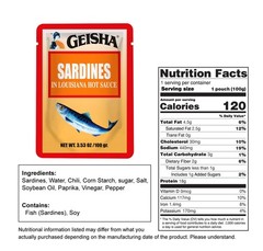 GEISHA Sardines in Louisiana Hot Sauce 3.53oz Pack of 24, Sardines| HALAL & K…