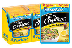 Tuna Creations Lemon Pepper, 2.6 Oz Pouch (24 Pack) Ready to Eat Wild Caught Tun