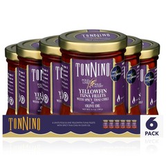 Tonnino Canned Tuna Fish Pack of 6, Spicy Thai Chilli