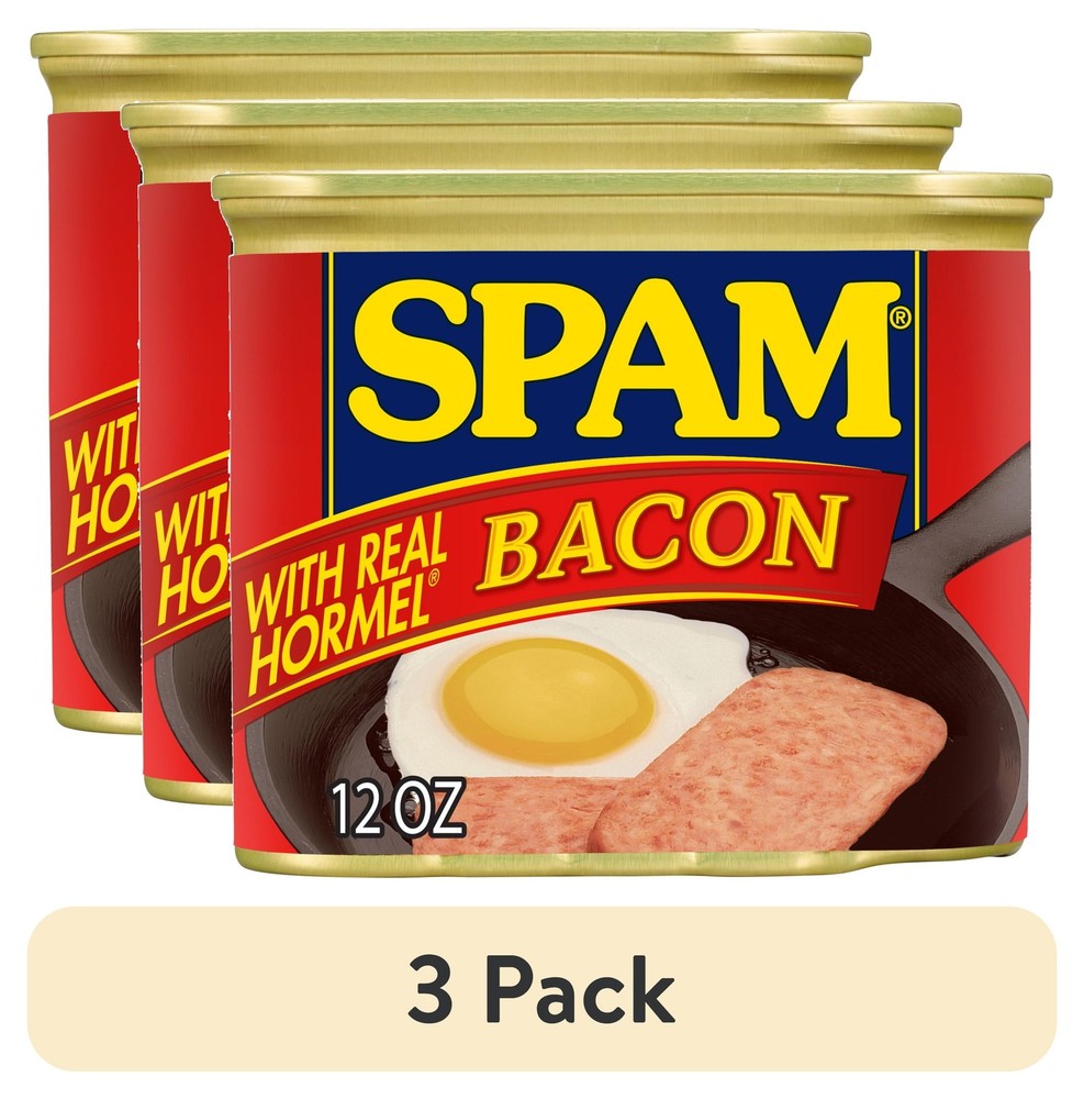 (3 pack) SPAM with Real HORMEL Bacon, 12 oz Aluminum Can, Canned Meats