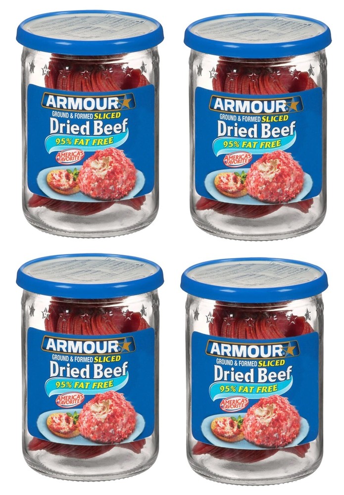 Armour Star Sliced Dried Beef – 4 Pack, 2.25 oz Jarred Meat | 95% Fat-Free Ready