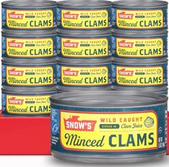 Wild Caught Minced Clams Canned, 6.5 Oz Can (Pack of 12) – 5G Protein per Servi