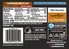 Wild Caught Brisling Sardines in Water – 6pk 3.75oz Tins – High Protein, Omega 3