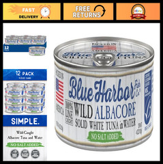 Wild Albacore Solid White Tuna in Water, No Salt Added, 4.6 oz Can – 12 Pack