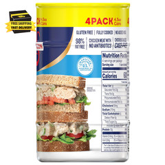 Swanson White Premium Chunk Chicken Breast with Rib Meat in Water, 4.5 Oz. (Pack