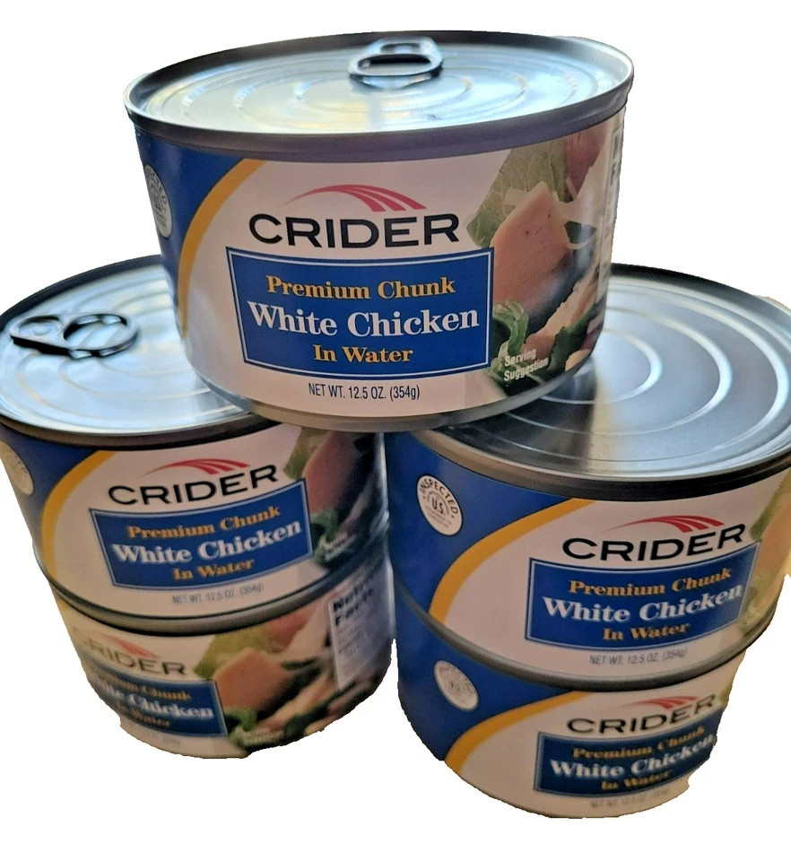 (5 Pack) New BIG 12.5oz Cans CRIDER Premium Chunk White Chicken